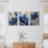 "Blue Floral", art mural, reproduction de peinture à l'huile (ensemble de 3)