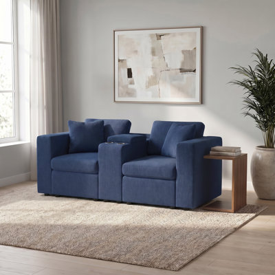 Canapé modulaire 2 places Lockheart 76,5 po avec accoudoirs carrés avec console de rangement