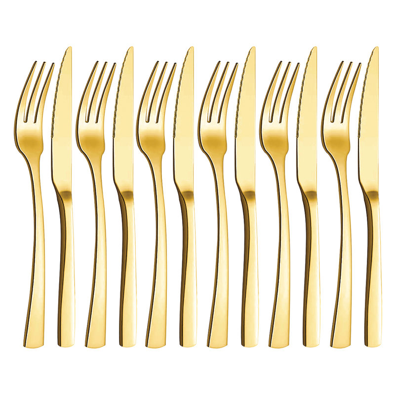SET OF 12 SILVER CUTLERY, Gold