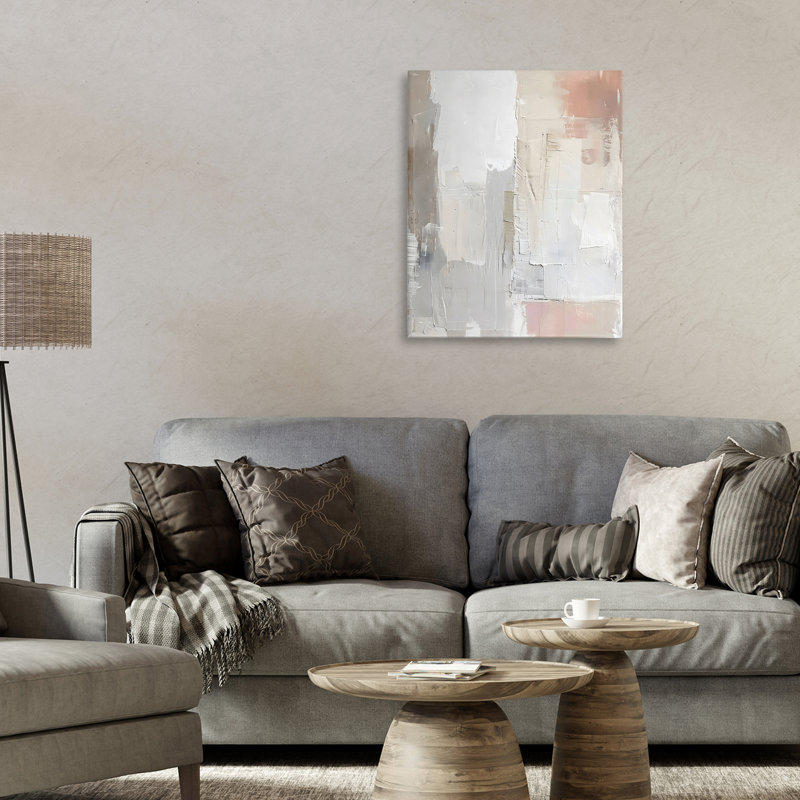 Toile abstraite neutre, design par Riley B, H 20 po x l 16 po