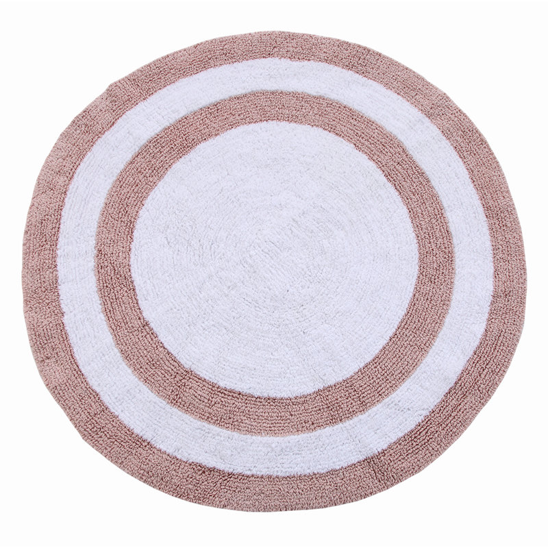 Manigault Cotton Bath Rug, Coral/White