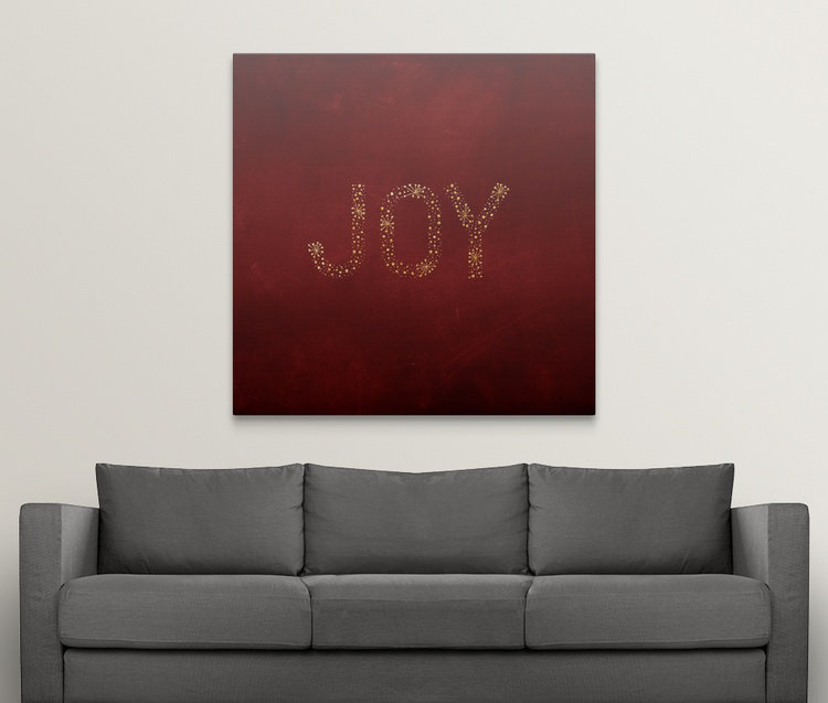 «Thuc Joy Starburst Red», art textuel, H 35 po x l 35 po x P 1,5 po, Toile