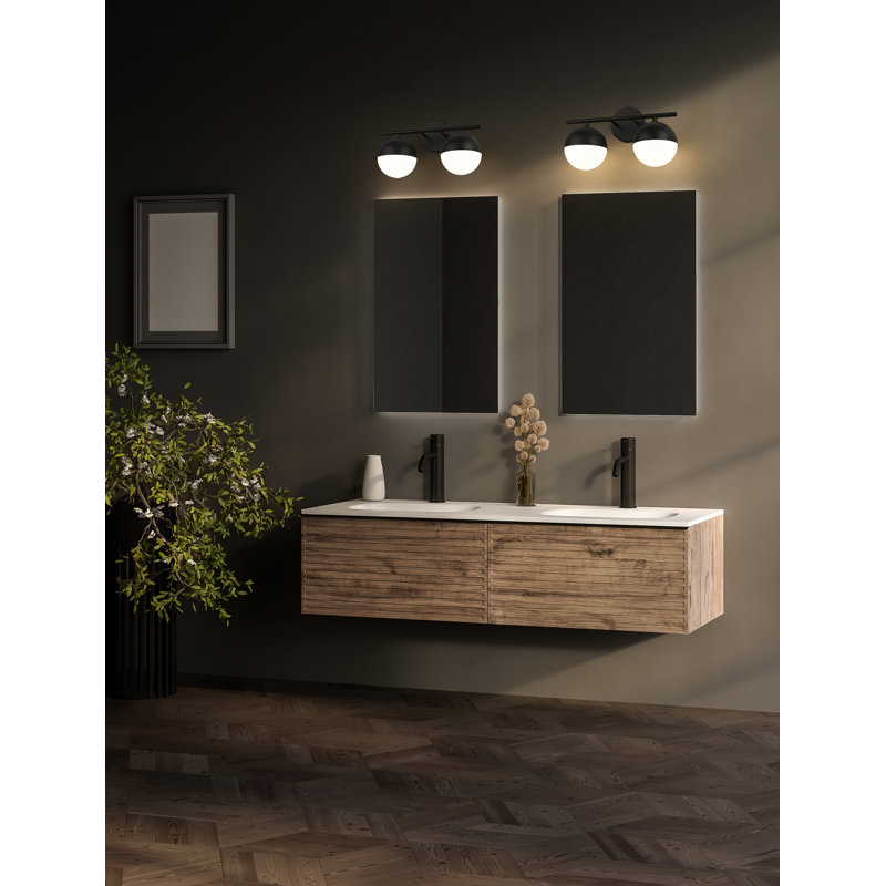 Meuble-lavabo 2 lumières Trombetta, Noir mat