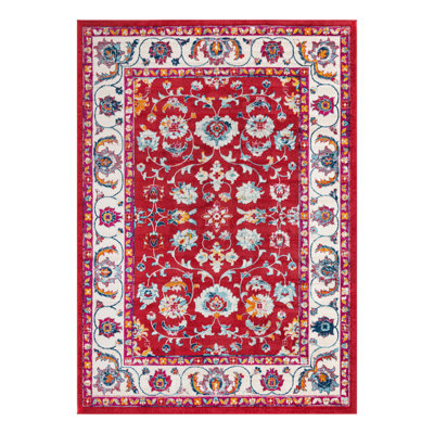 Tapis rouge à motif floral Arenas