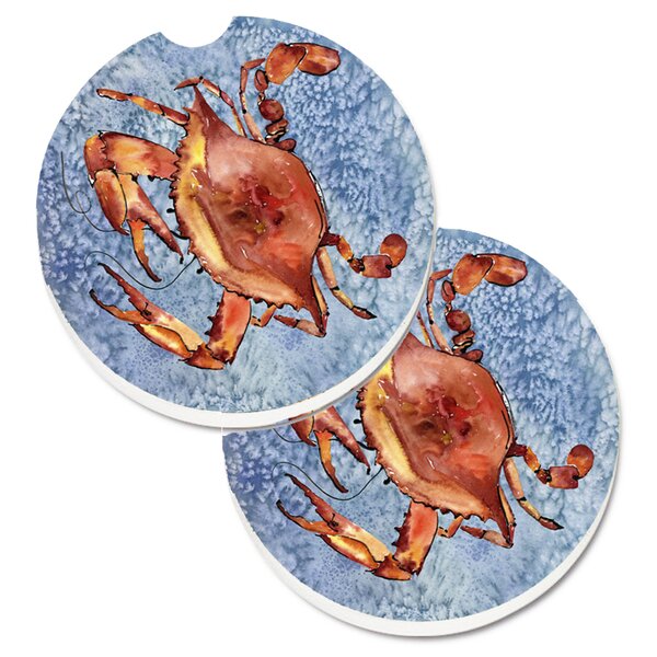 Highland Dunes Ceramic Round 2 Piece Car Coaster Set | Wayfair