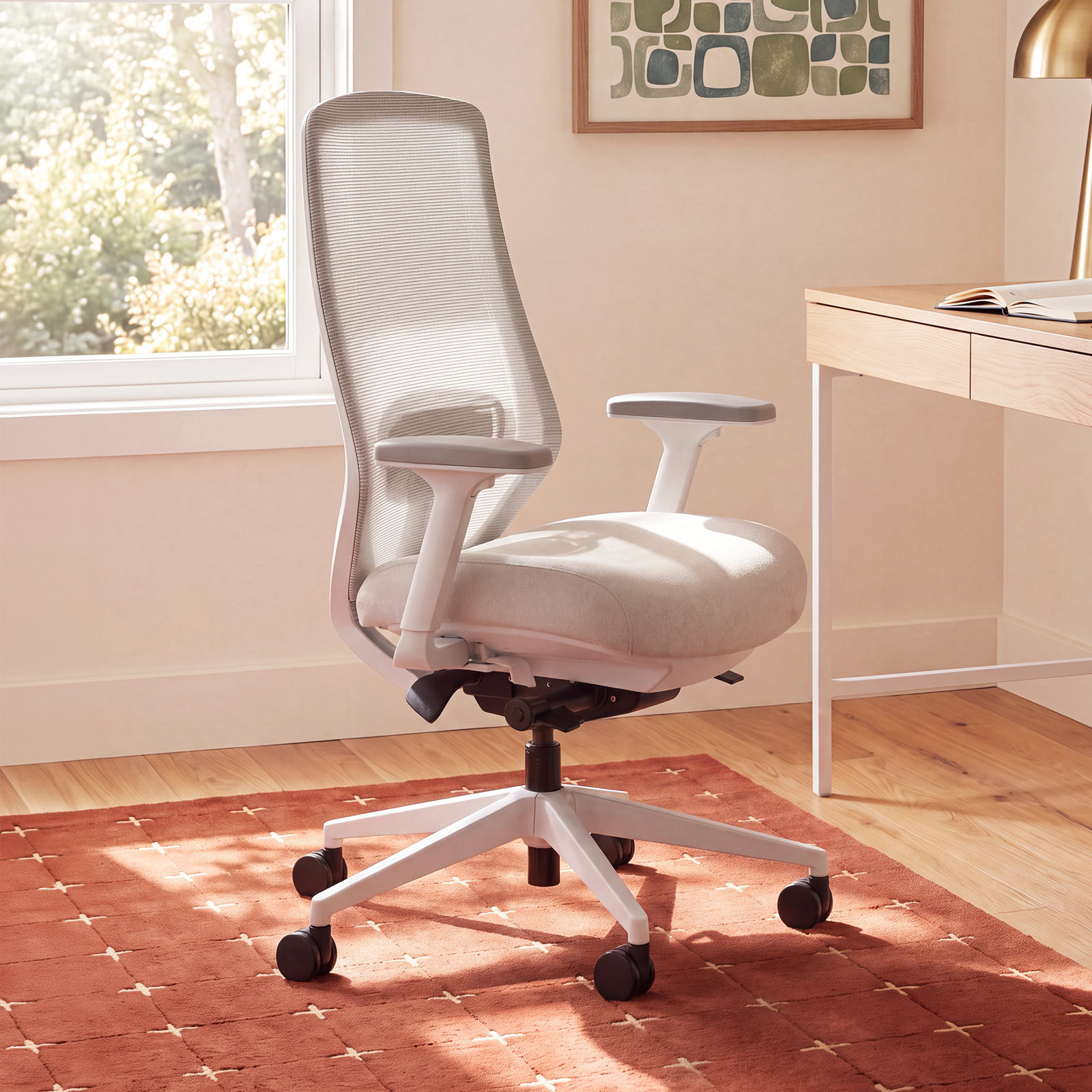 Ergonomic Fabric Office Chair, Shore, White