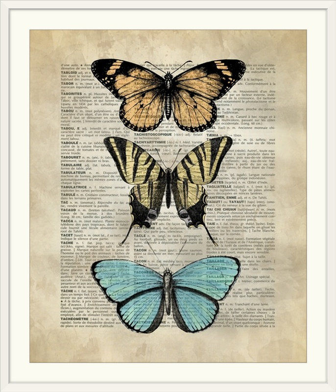 «Nakagawa», art du papillon rétro par Kate Lillyson, H 48 po x l 38 po x P 1,5 po, Toile