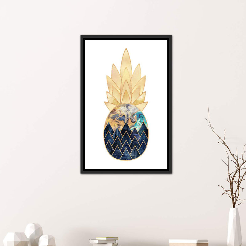 « précieux ananas i » par elisabeth fredriksson-print, Toile avec cadre noir, H 60 po x l 40po x P 1,5 po