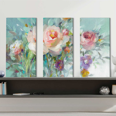 Summer Garden Roses - Reproduction d'art sur toile tendue à pièces multiples