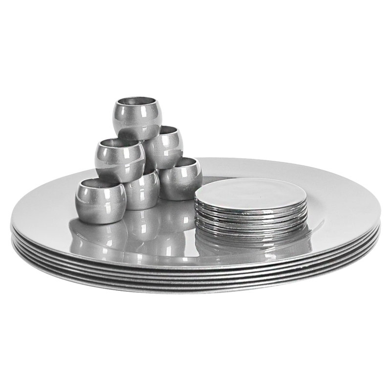 Argon Tableware - 18pc Metallic Charger Plates Set, Silver