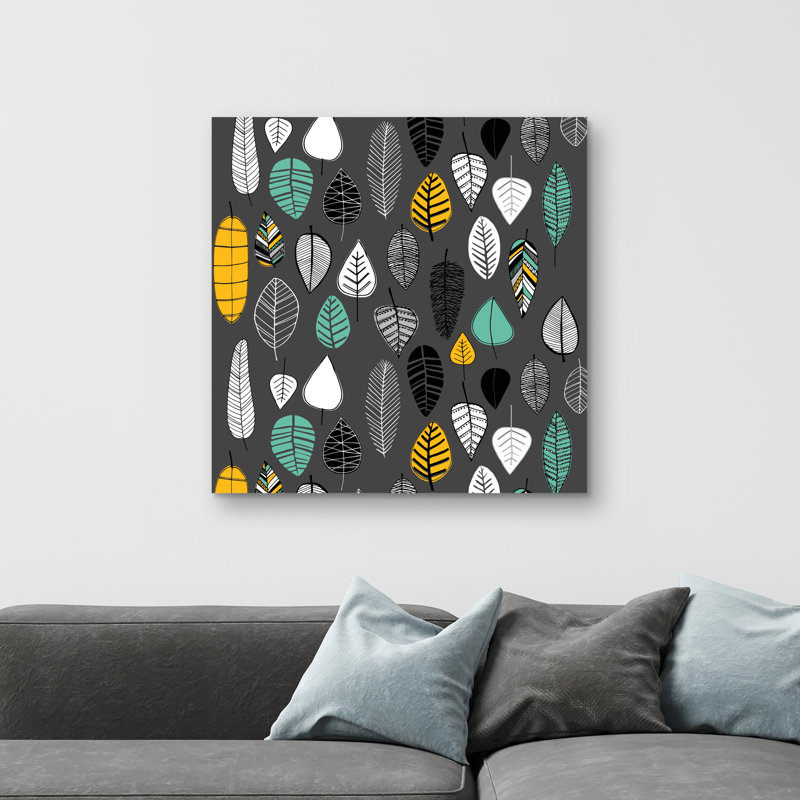 Leaves illustration - 32"x32" art on canvas