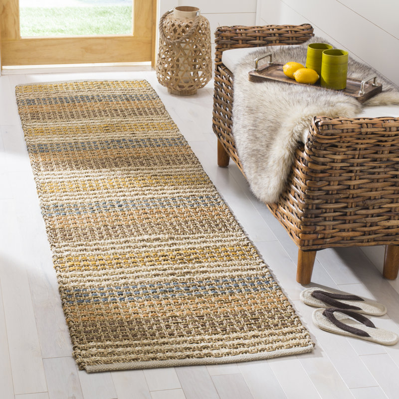 Tapis beige/brun/gris noué la à la main feliciana, Tapis de couloir 2 pi x 6 pi