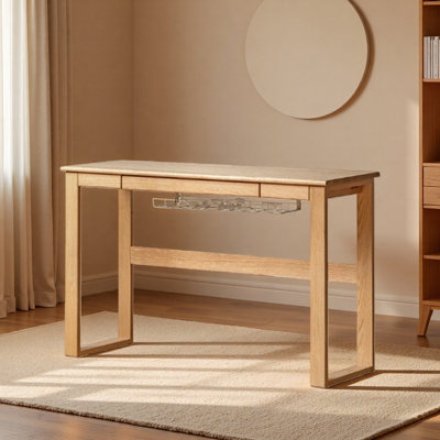 Bureau d'écriture en bois de chêne brun clair de qualité