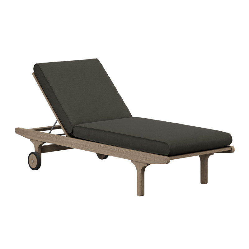 Chaise longue d'extérieur en teck Saratoga, Gris