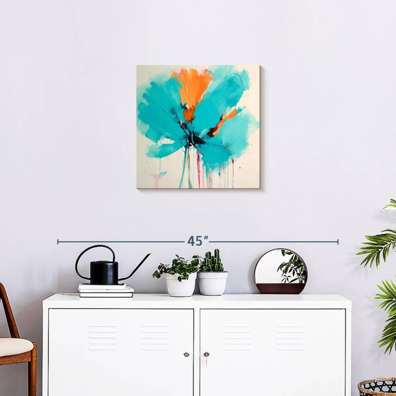 Avery sarcelle, orange, romantique, floral I, H 20 po x l 20 po
