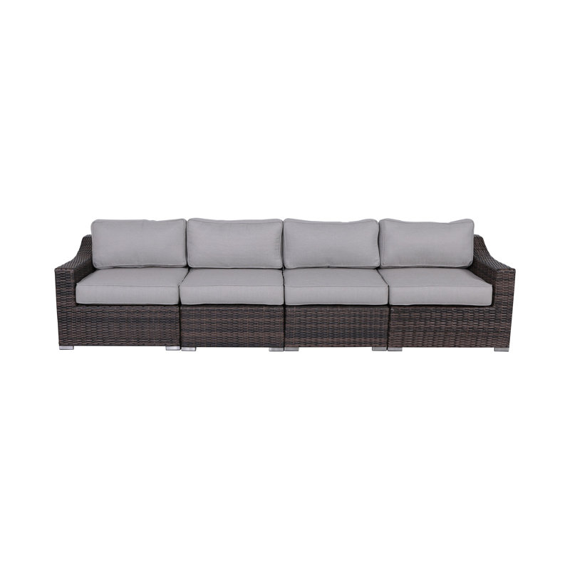 Ensemble de conversation modulaire avec coussins 4 pièces Adolpha