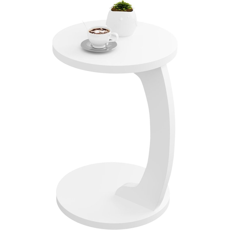 Abstract End Table, White