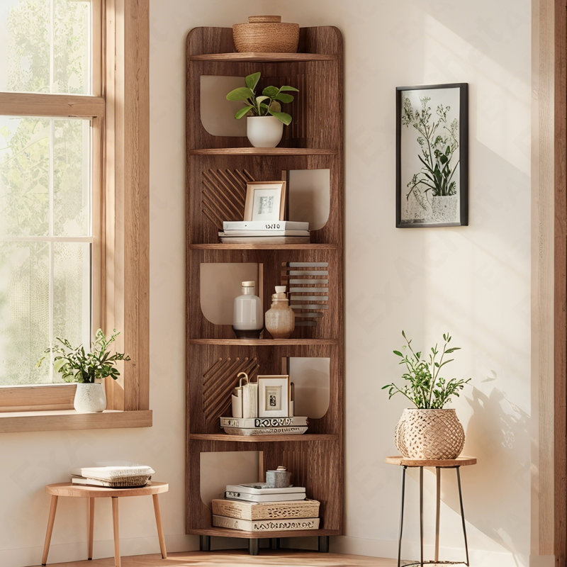 Étagère de coin 71 po, étagère de présentation étroite avec support de rangement