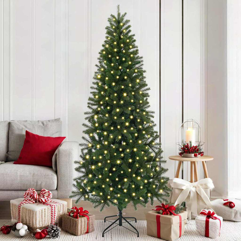  Artificial Christmas Tree with 300 LEDs Green PE and PVC, 5.91' H