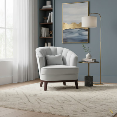 Verduzco Upholstered Barrel Accent Chair, Light Grey