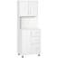 Armoire de cuisine moderne avec huche de rangement Latitude Run®, 2 armoires, 3 tiroirs et comptoir ouvert, blanc