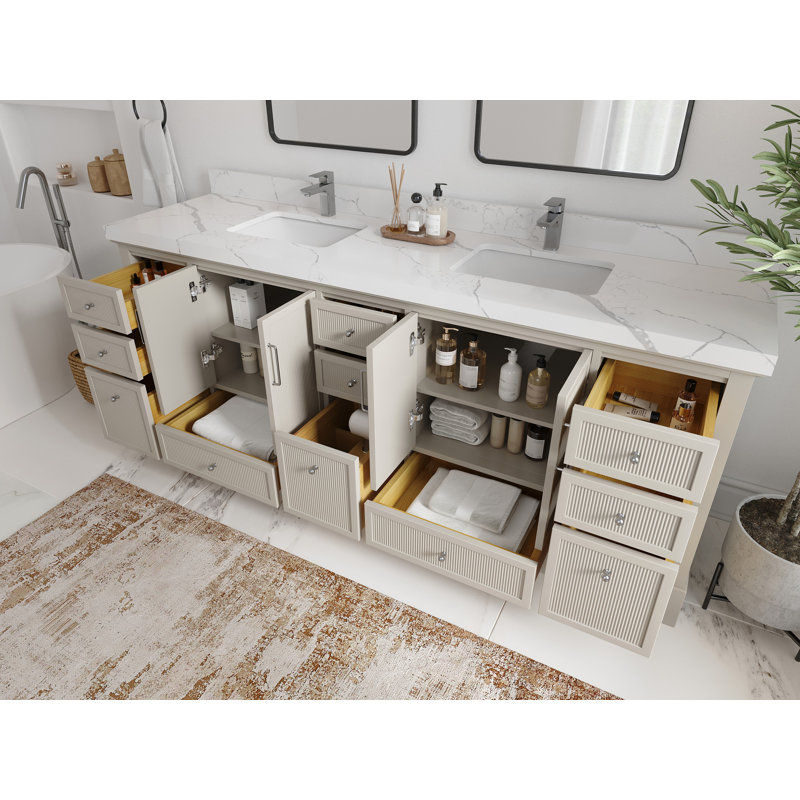 Alys 84 Double Bathroom Vanity with Top (Knobs Option), Viola Night