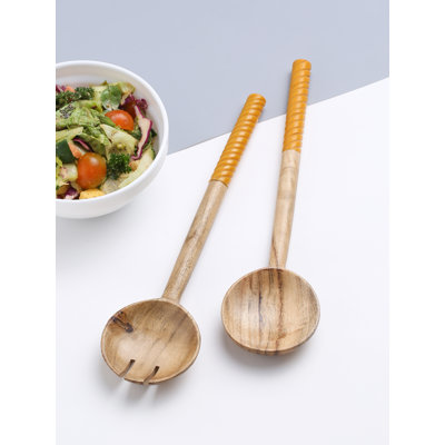 Ensemble à salade en résine et bois