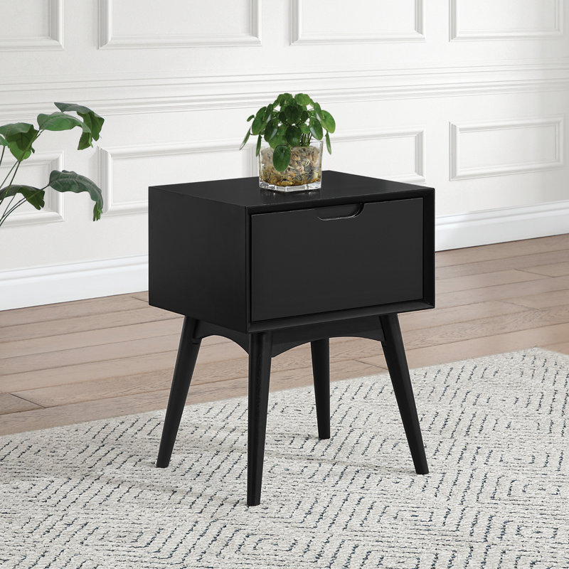 Lovina 4 Legs 1 Drawer End Table, Black