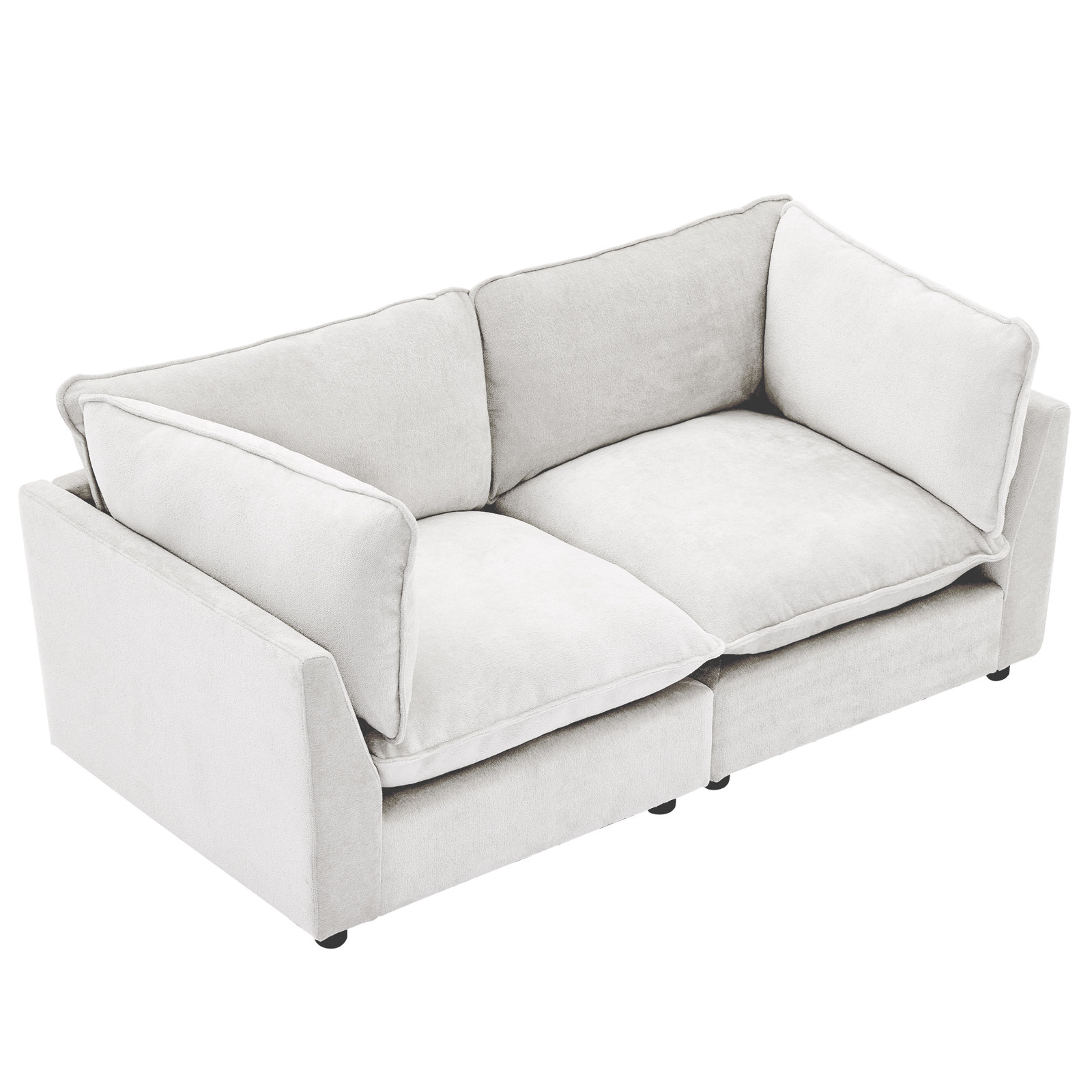Eagan 75" Modular Loveseat, White Chenille