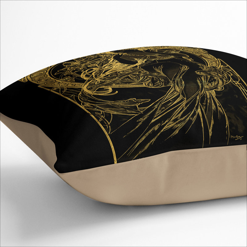 Golden Lady Square Throw Cushion, 40cm H x 40cm W x 15cm D, Stone