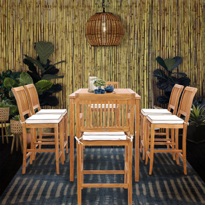 6 - Person Teak Wood Patio Dining Set with Rectangular Table