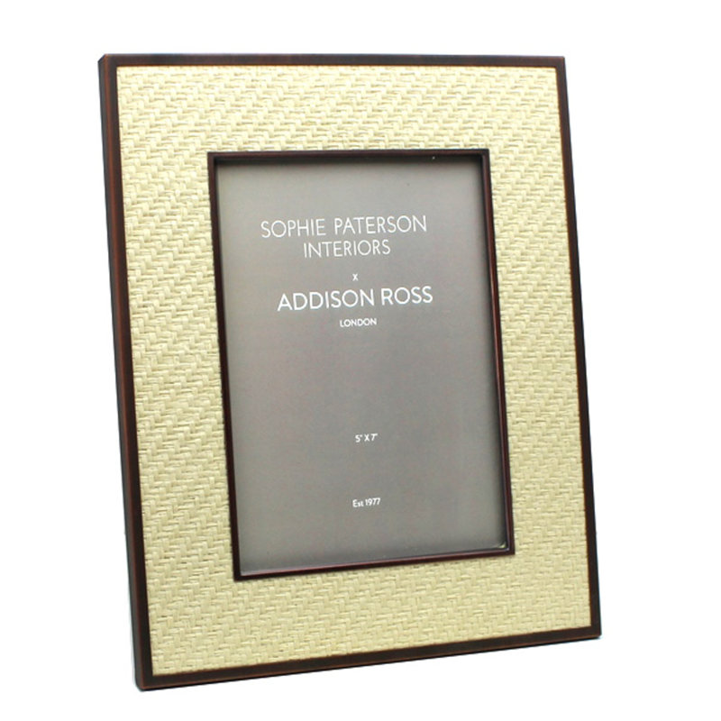 Faux Rattan Frame, Cream, 5"W x 7"H