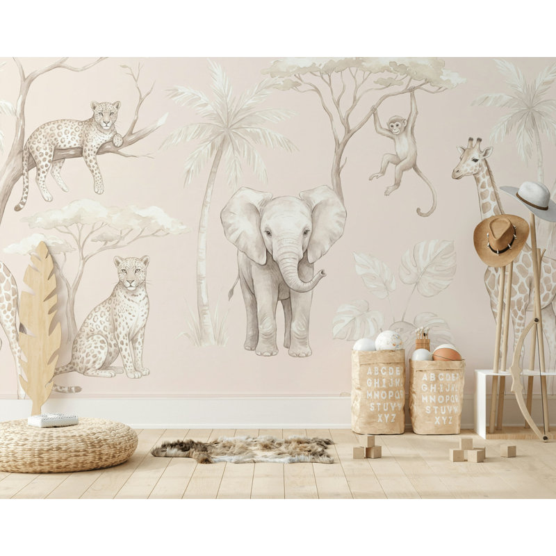 Papier peint beige Safari, 100 po x 96 po, Non-Woven Nonpasted
