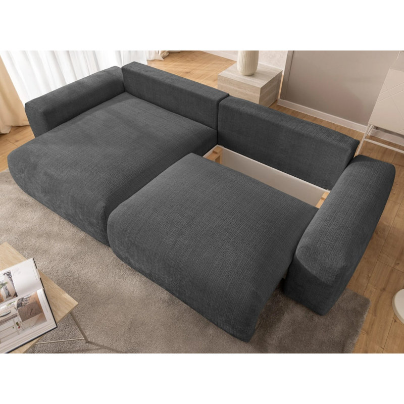 Puffy 4 Seater Chenille Corner Sofa with Storage, Left-Hand Facing, Grey
