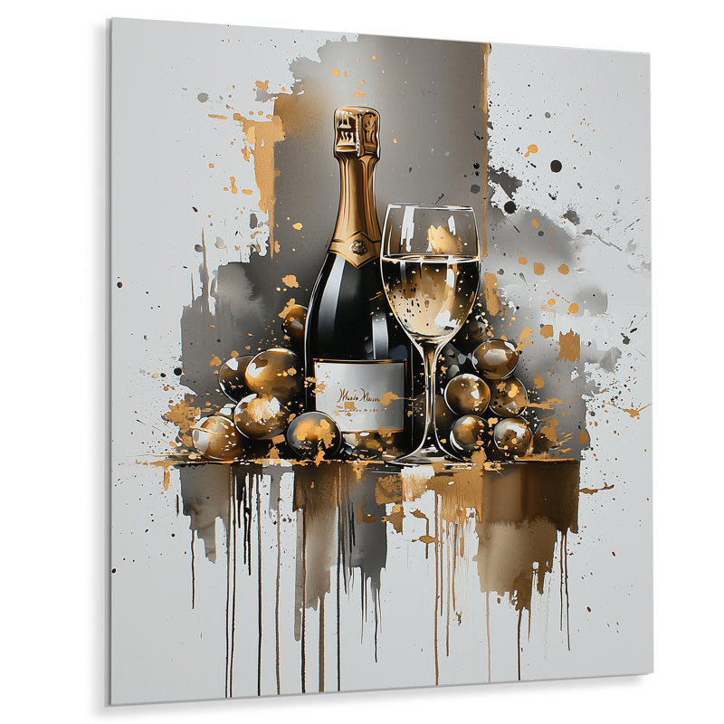 «Wine Cheese Glam Explosion III - Food & Beverage», impression murale en métal, H 32 po x l 16 po