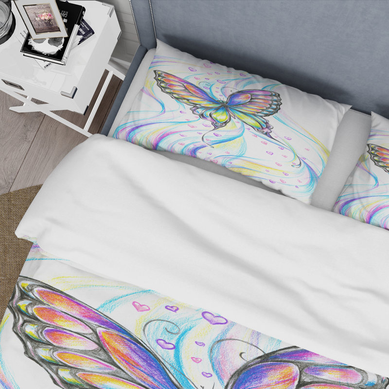 Papillon irisé - ensemble de housse de couette traditionnel - microfibre de polyester
