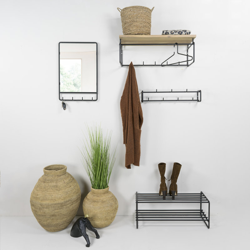 Wall 5 - Hook Wall Mounted Coat Rack, Black