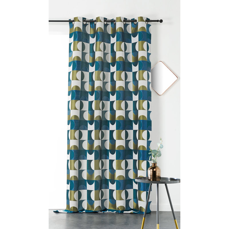 Lilyanna Astral Eyelet Room Darkening Single Curtain, Blue/Green