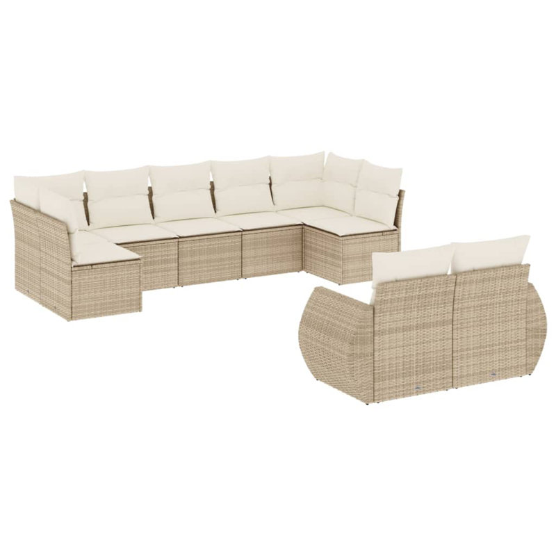 Ensemble de canapé de jardin en rotin PE beige, acier thermolaqué Vidaxl, 100% polyester