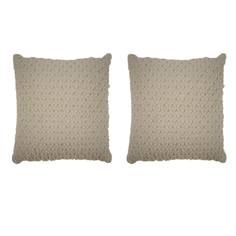 Housse de coussin diamant tressé carré, Ivoire