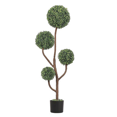 4pi de haut topiaire artificiel en buis artificiel vert en pot pour décoration de jardin intérieur / extérieur, 1pc / ensemble