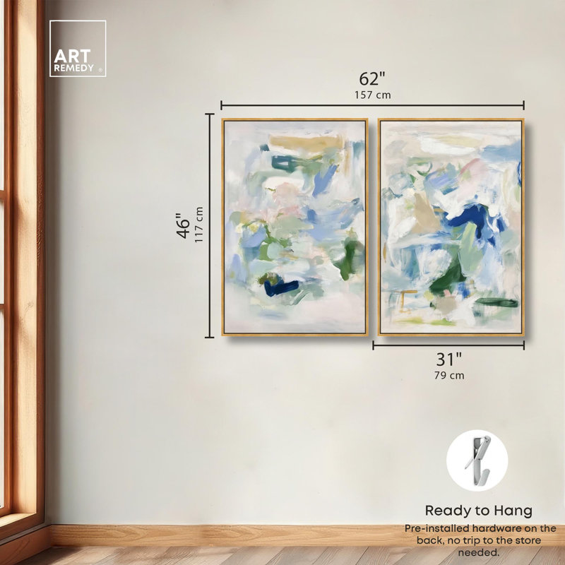 Ensemble de 2 reproductions d'art tendance sur toile Chroma Balance, H 45 po x l 30 po, Cadre flottant doré