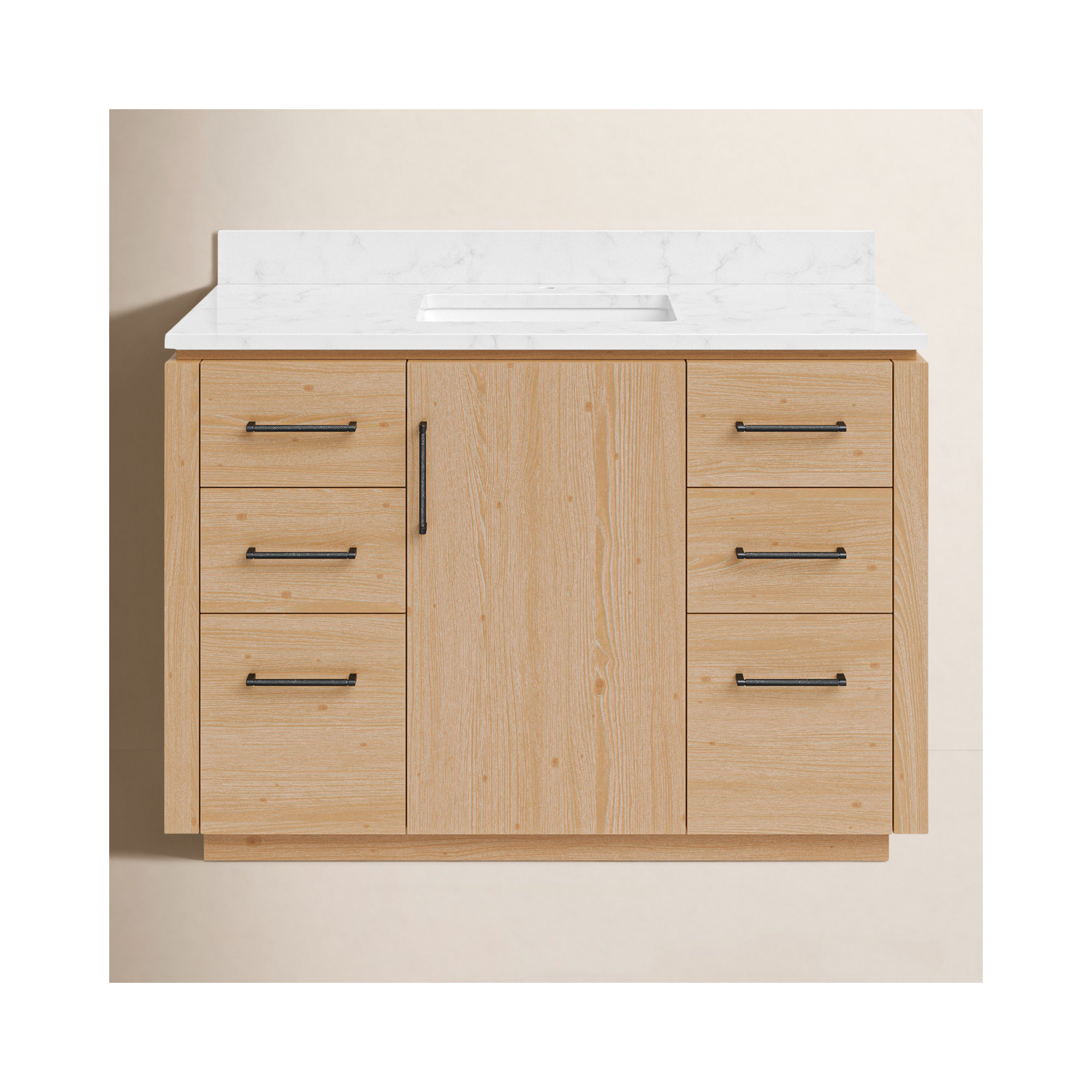 Cloverfield 48'' Single Bathroom Vanity, Fir Wood Brown, Matte Black