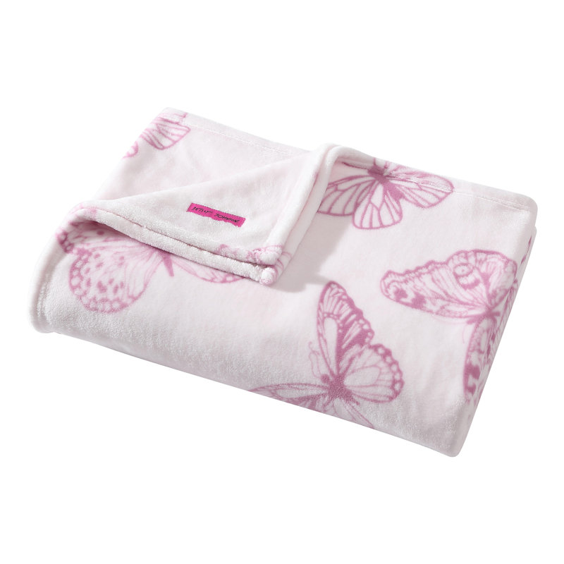 Polaire / microfibre, couverture en microfibre, Très grand lit, Malachite papillon rose