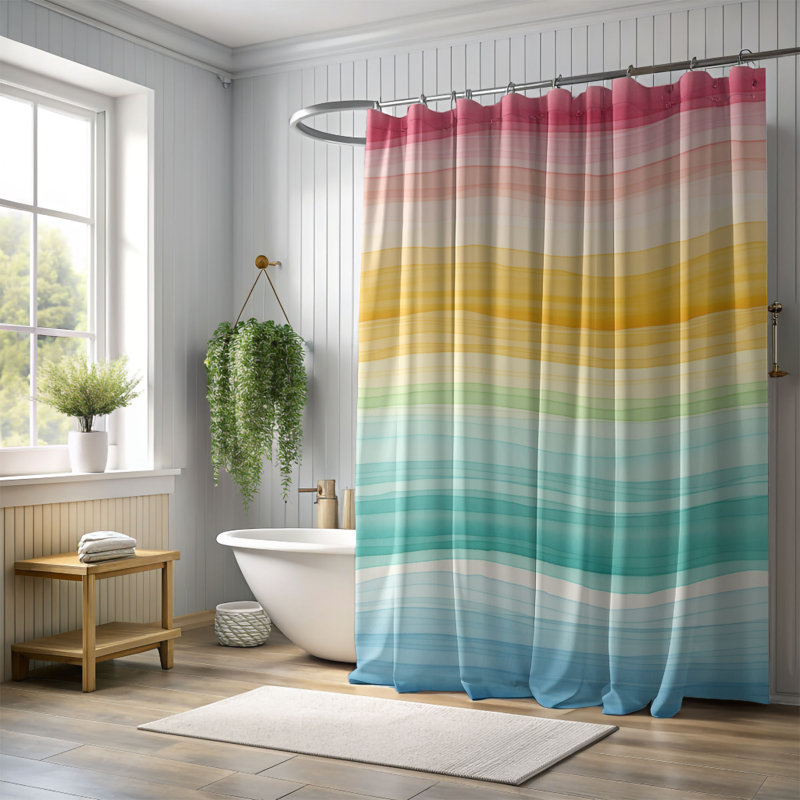 Watercolor Spectrum - Rideau de douche standard 1 pièce, H 74 po x l 71 po