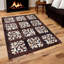 Tapis en cuir de vache brun foncé à carreaux-1326069129