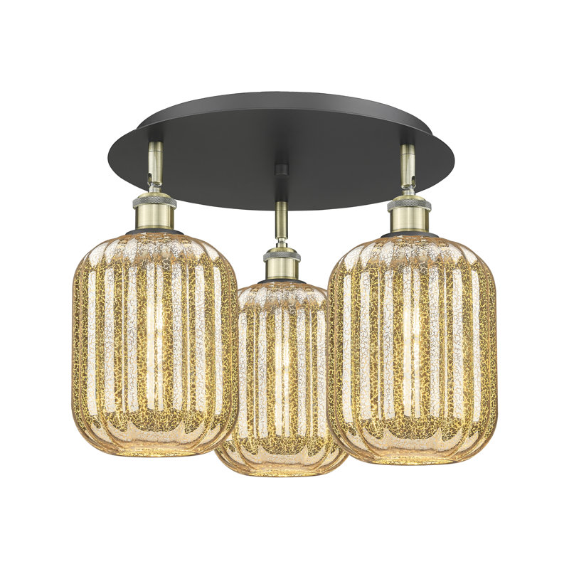 Plafonnier encastré 3 lumières Ballston - Draves, Mercure, Laiton antique noir