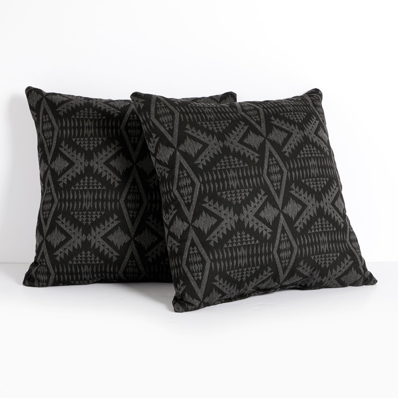 Coussin Sunbrella, Noir géométrique, H 16 po x l 16 po