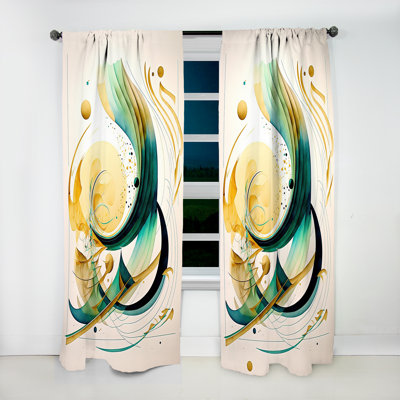 Alarins - Golden Spiral Movement III - Modern Curtain - Velvet Room Darkening - 1 panel