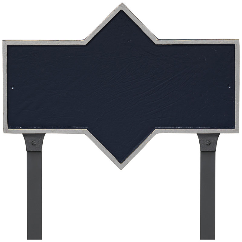 Plaque d'adresse rectangulaire à deux lignes Piedmont, Marine / Argent, Oui